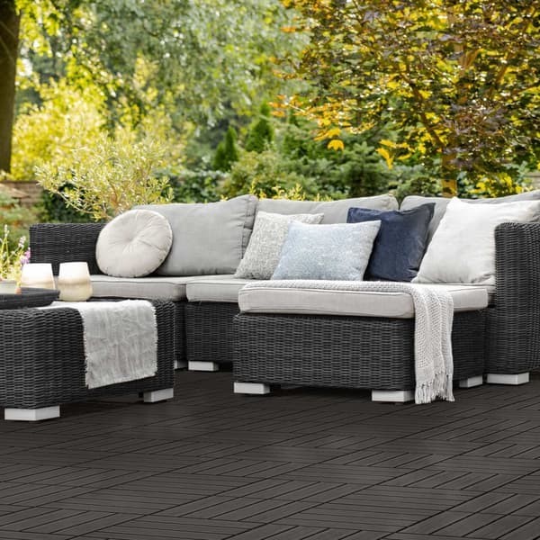 ECD Germany WPC terrassefliser 30x30 cm 44er økonomisæt til 4m² antracit i træ kig efter havebalkongulve med dræning og kliksystem terrassebord