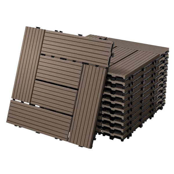 ECD Germany WPC -terassilaatat 30x30cm 55er 5m²: n tummanruskealle mosaiikkipuulle etsit puutarhan parvekelattia viemäröinnin napsautusjärjestelmällä