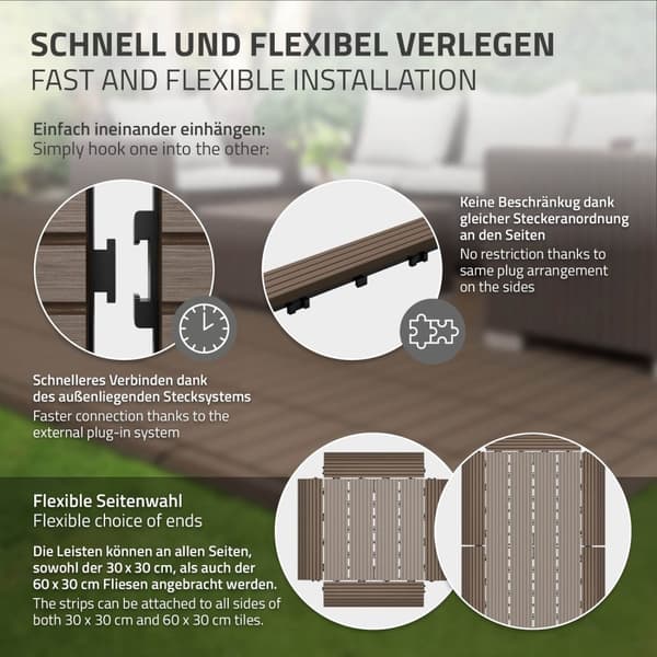ML-Design WPC reunanauha suora tummanruskea terassilaatoille, 30x2x7,5 cm, puun näköinen, WPC-laattojen reunanauha kylkikaistale, jossa on