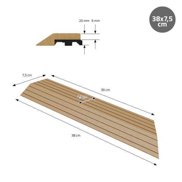 ML-Design WPC reunanauha kulma oikealle teak terassilaatoille, 38x2x7,5 cm, puun näköinen, aaltopahvin muotoinen kulmanauha salaojituksella ja