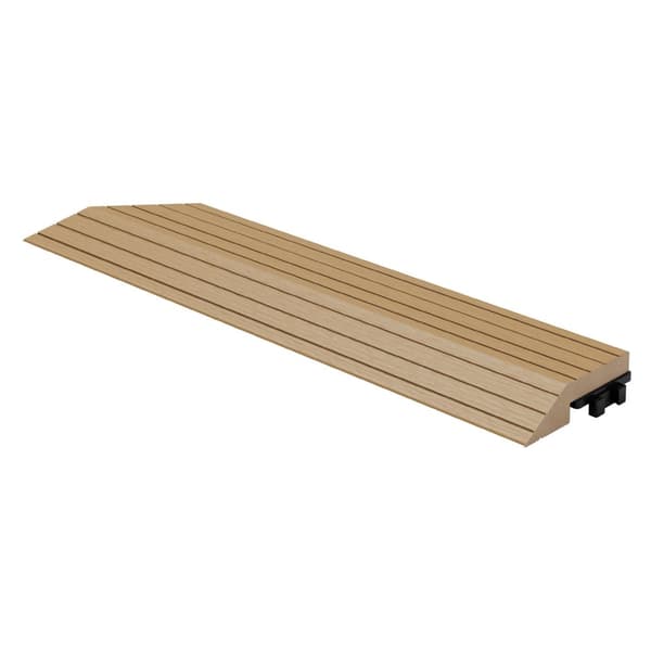ML-Design WPC-reunakaistale kulma vasen teak terassilaatoille, 38x2x7,5 cm, puun näköinen, aaltopahvin muotoinen kulmakaistale salaojituksella ja