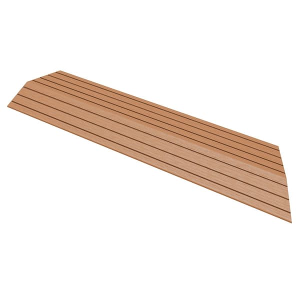 ML-Design WPC kantlist hörn höger ljusbrun för uteplatsplattor, 38x2x7,5 cm, trälook, korrugerad hörnlist med dränering och stödstruktur,