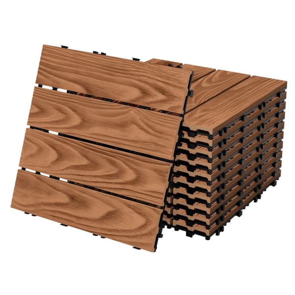 ECD Germany WPC terrassplattor 30x30 cm/44 bitar=4m², ljusbrun, träutseende, golv med klicksystem &amp; dränering, terrass trall balkongplattor