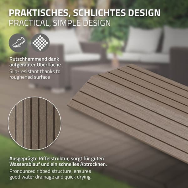 ML-Design WPC reunanauha kulma oikealle tummanruskea terassilaatoille, 38x2x7,5 cm, puun näköinen, aaltopahvin muotoinen kulmanauha salaojituksella