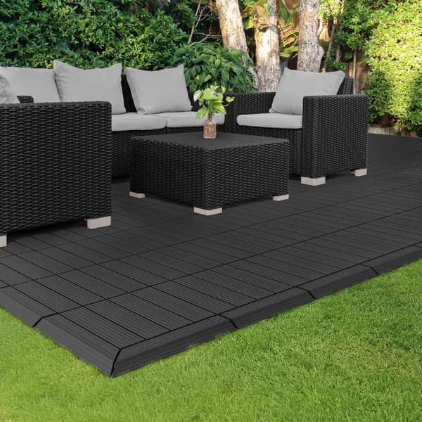 ML-Design WPC-reunakaista kulma oikealle antrasiitti terassilaatoille, 38x2x7,5 cm, puun näköinen, aaltopahvin muotoinen kulmakaista salaojituksella