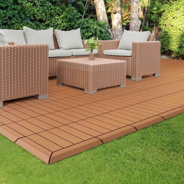 ML-Design WPC kantlist rak ljusbrun för uteplatsplattor, 30x2x7,5 cm, träutseende, WPC kakelkant ribbad med klicksystem & dränering,