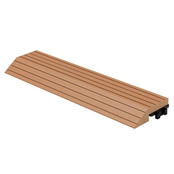ML-Design WPC kantlist rak ljusbrun för uteplatsplattor, 30x2x7,5 cm, träutseende, WPC kakelkant ribbad med klicksystem &amp; dränering,