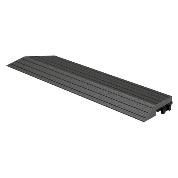ML-Design WPC reunanauha kulma vasen antrasiitti terassilaatoille, 38x2x7,5 cm, puun näköinen, aaltopahvin muotoinen kulmanauha salaojituksella ja
