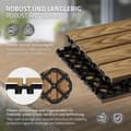Pikkukuva 3 / 8: ECD Germany WPC terassilaatat 30x30 cm/33 kpl=3m², teak puun näköinen, lattianpäällyste klikkausjärjestelmällä ja salaojituksella, terassin