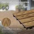 Pikkukuva 4 / 8: ECD Germany WPC terassilaatat 30x30 cm/33 kpl=3m², teak puun näköinen, lattianpäällyste klikkausjärjestelmällä ja salaojituksella, terassin