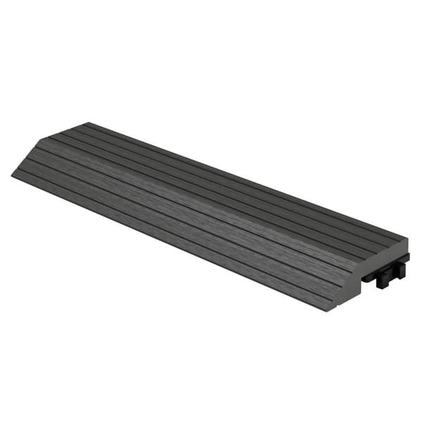 ML-Design WPC kantlist rak antracit för uteplatsplattor, 30x2x7,5 cm, träutseende, WPC kantlist för plattor räfflad med klicksystem, dränering,