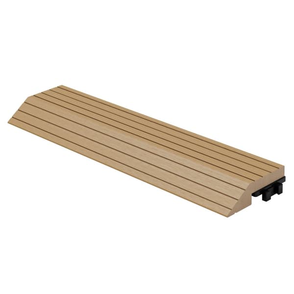 ML-Design WPC kantlist rak teak för uteplatsplattor, 30x2x7,5 cm, träutseende, WPC kantlist för plattor räfflad med klicksystem, dränering,