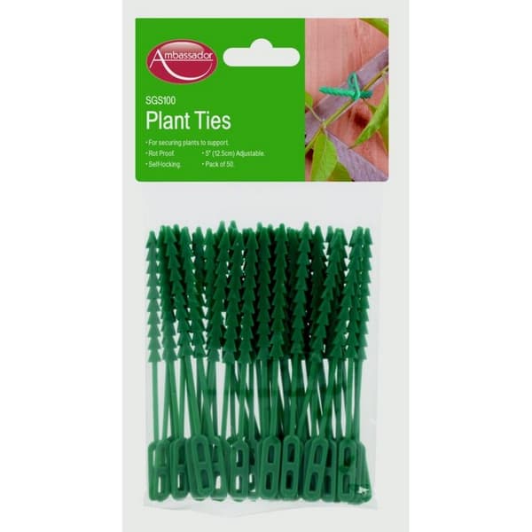 Ambassador Justerbara plastband för växter Green 25 Pack / 6.4in