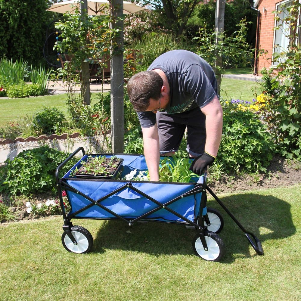 Hopfällbar Trädgårdsvagn Blå