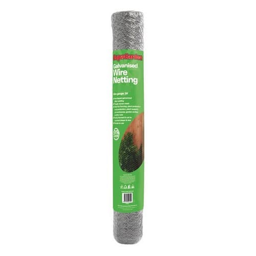 Ambassador Galvanised Wire Garden Netting Chrome 0.6m x 5m x 25mm