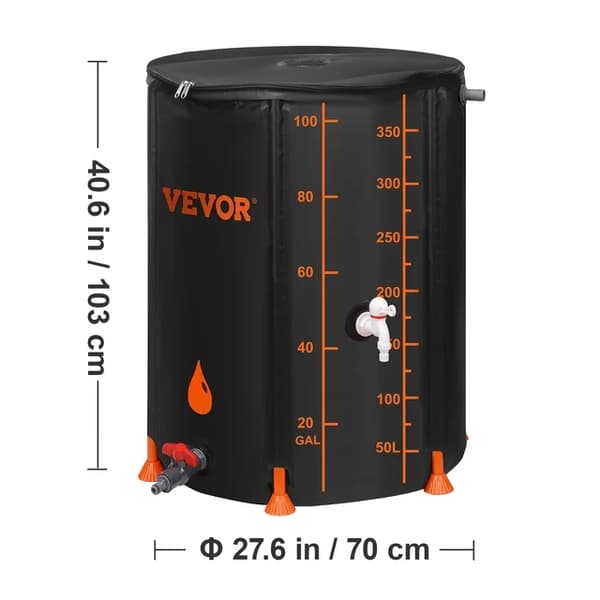 Hopfällbar regntunna, Stor kapacitet, PVC-system för insamling av regnvatten, 100 gallon