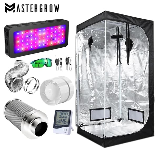 Inomhus Hydroponiskt System Kit, Dubbel Växla Veg/Bloom Knapp, 1200W LED Växtlampa, Kombination 1, Kit A
