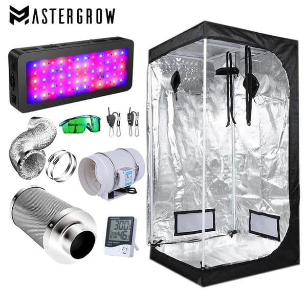 Indendørs Hydroponisk System Kit, Dobbelt Skifte Veg/Bloom Knap, 1200W LED Vækstlys, Kombination 1, Kit A