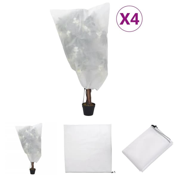 The Living Store plantebeskyttelse med snore 4 stk. 70 g/m² 0,8x0,8 m -  Havearbejde – tilbehør