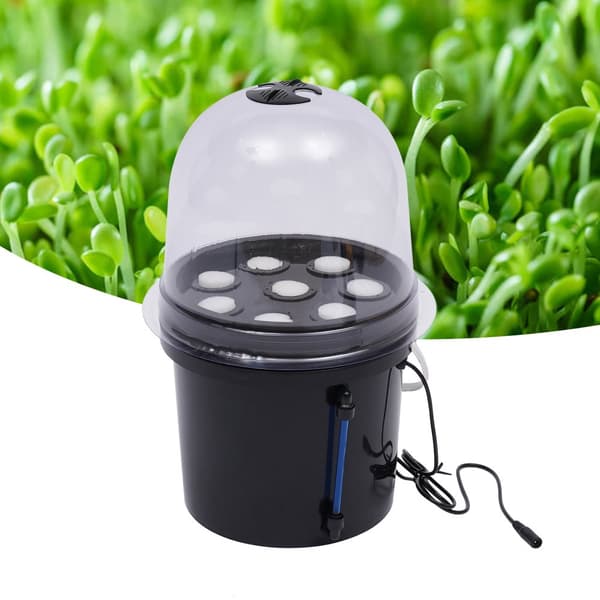 Hydroponisk Fröplanta Låda, 8 Håls System, Hållbart PP Material, Svart Färg