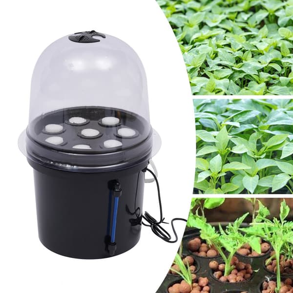 Hydroponisk Fröplanta Låda, 8 Håls System, Hållbart PP Material, Svart Färg