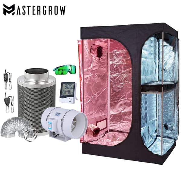 Inomhusväxttältkit, Effektivt kolfilter, Integrerat ventilationssystem,Kit A, Kombination 3