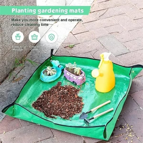 Lollanda 2-pack vikbara vattentäta trädgårdsplanteringsmattor – bärbara mattor för omplantering av suckulenter inomhus