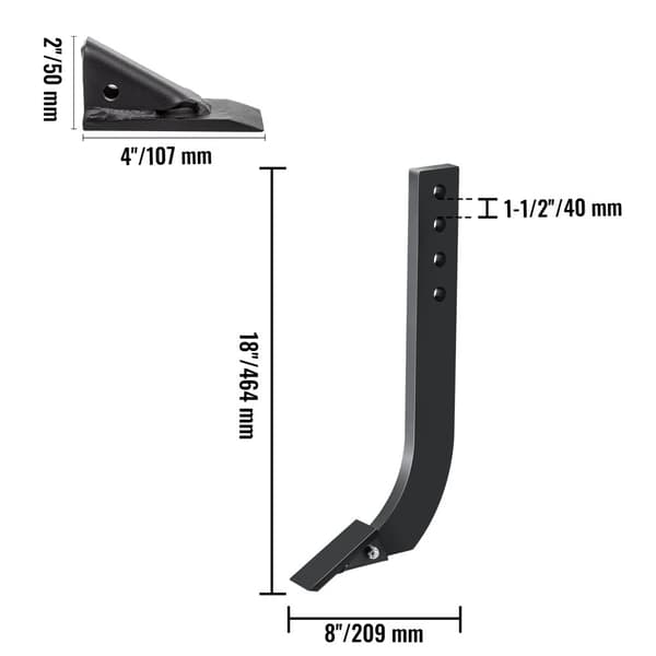 Box Blade Skær, 18 x 8 tommer, Aftagelige Tænder, Justerbar Konfiguration,4 Huller 6PCS
