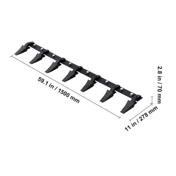 Skovl Tandstang, 4560 lbs Belastningsevne, 7 Tænder, Q345 Legeret Stål,60tommer
