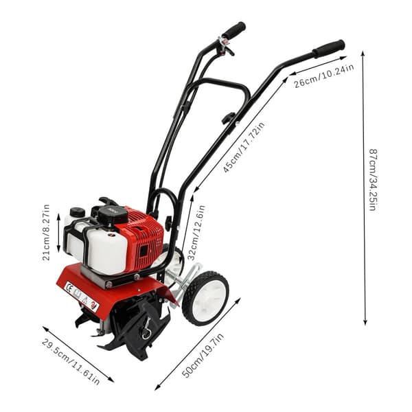 Puutarhatraktori, 52CC Tehokas Moottori, Säädettävä Kylvön Syvyys,Punainen/Musta