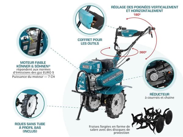 Bensinmotorkultivator 7,0 hk KS 7HP-950S 212 cm3 Motobiner