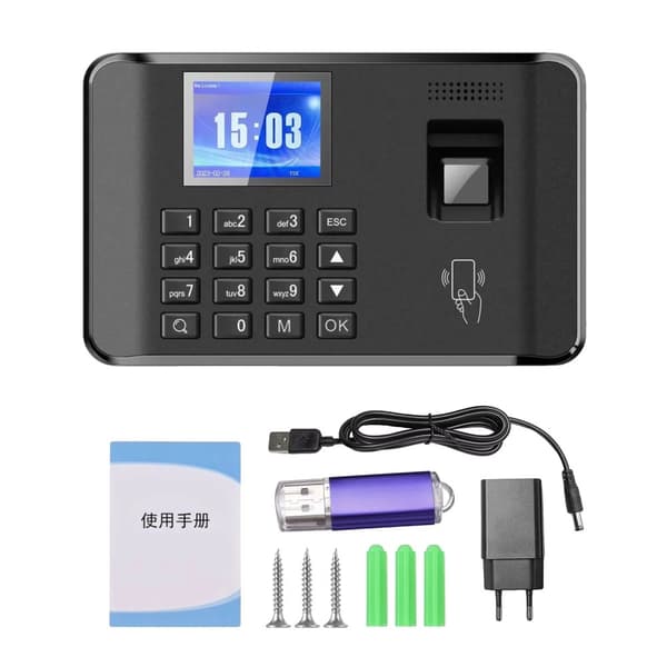 Fingeravtryck Närvaromaskin, 1000 Fingeravtrycks Kapacitet, USB Dataöverföring,svart
