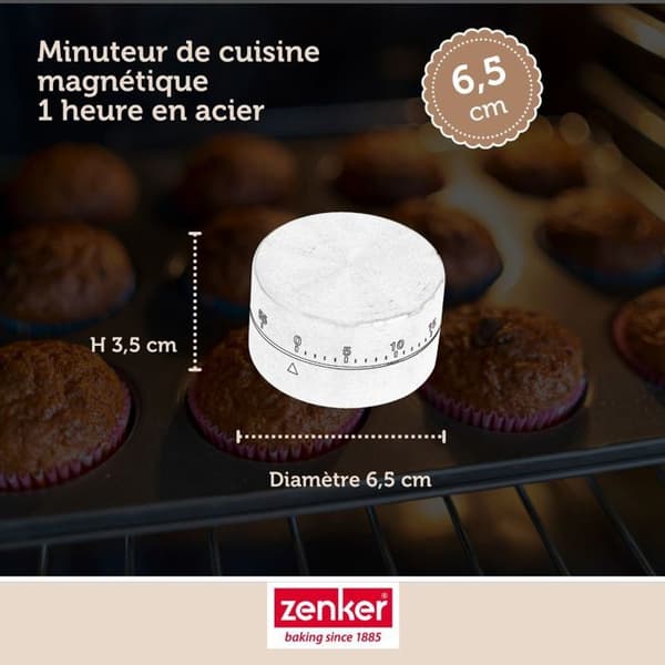 Mekanisk Timer - Rostfritt Stål - Magnetisk - 60 mn - Mått: 6x6x3.5 cm - Färg: Grå