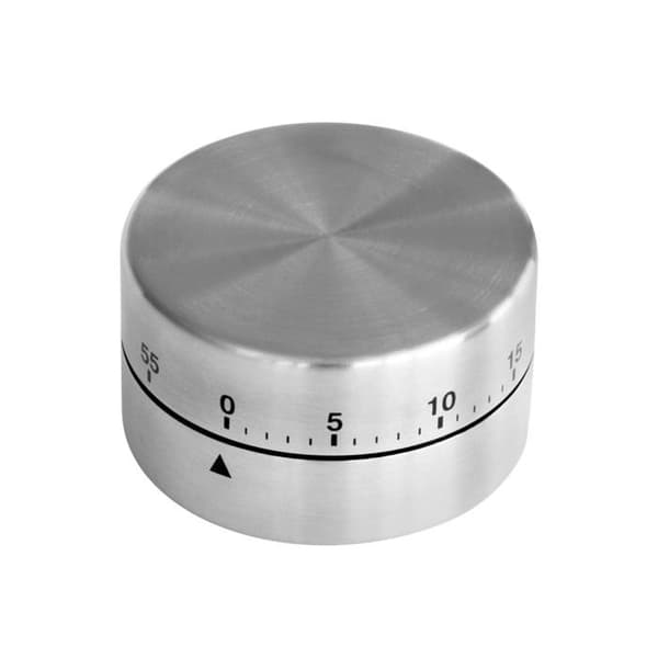 Mekanisk Timer - Rostfritt Stål - Magnetisk - 60 mn - Mått: 6x6x3.5 cm - Färg: Grå