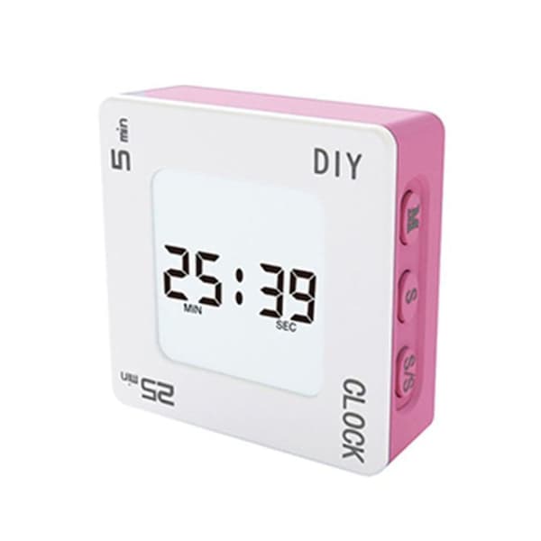 Vibrerande DIY Timer Flip Alarm Tidshantering Timing Påminnelse (Vit Rosa Plane)