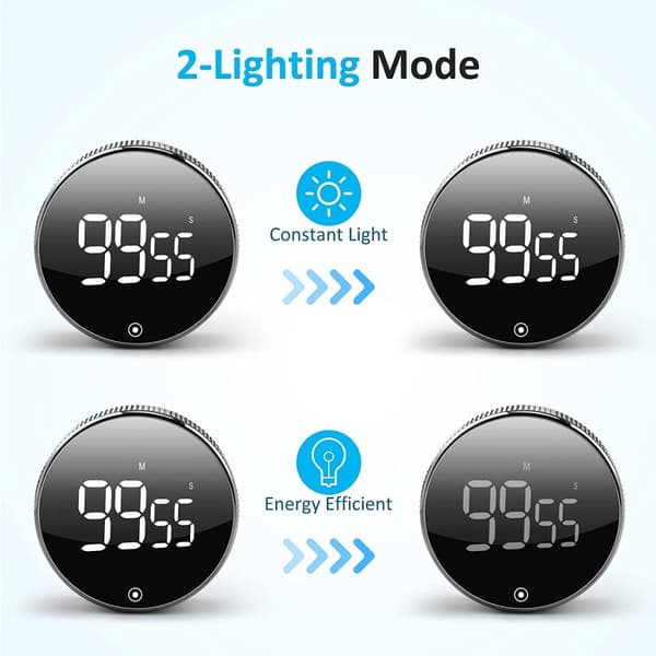 Roterande Digital Timer - LED Display - Silver