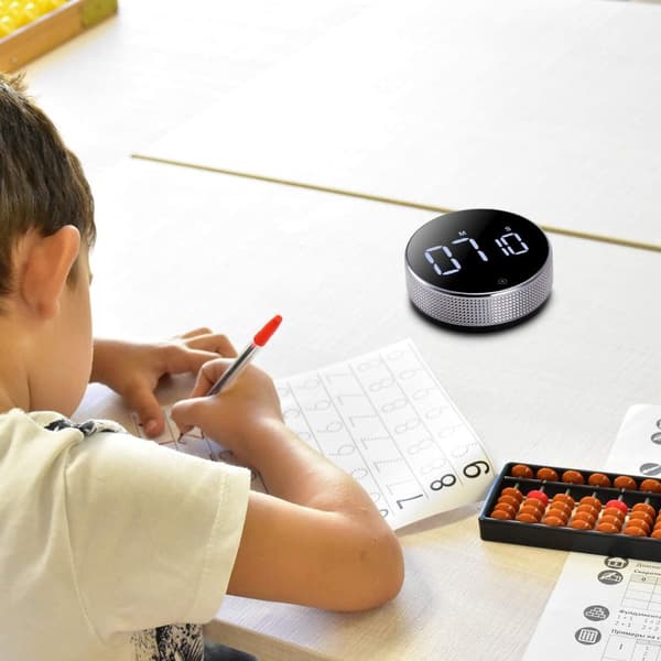 Roterande Digital Timer - LED Display - Silver