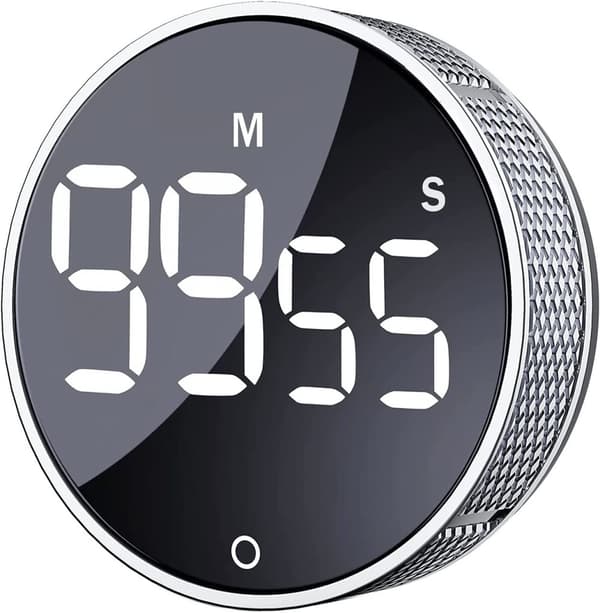 Roterande Digital Timer - LED Display - Silver