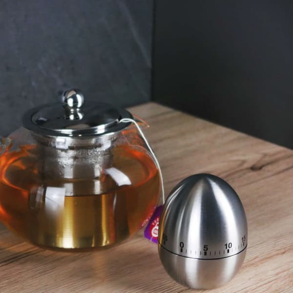 Eggetimer i SILVER Eggetimer Kjøkkentimer i rustfritt stål med elegant eggformet design Korttidsalarm for kjøkkenet på opptil 55 minutter