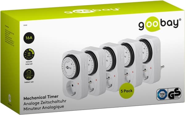 Goobay Set med 5, analog timer Lätt att använda en analog timer
