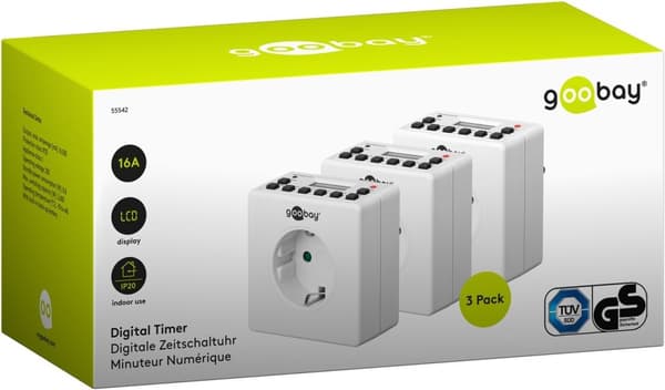 Goobay Set med 3, digital timer Lättanvänd digital timer