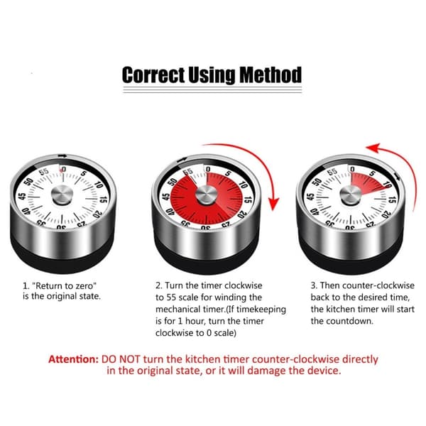 Kjøkkentimer Timer Magnetisk mekanisk for matlagingstiming osv