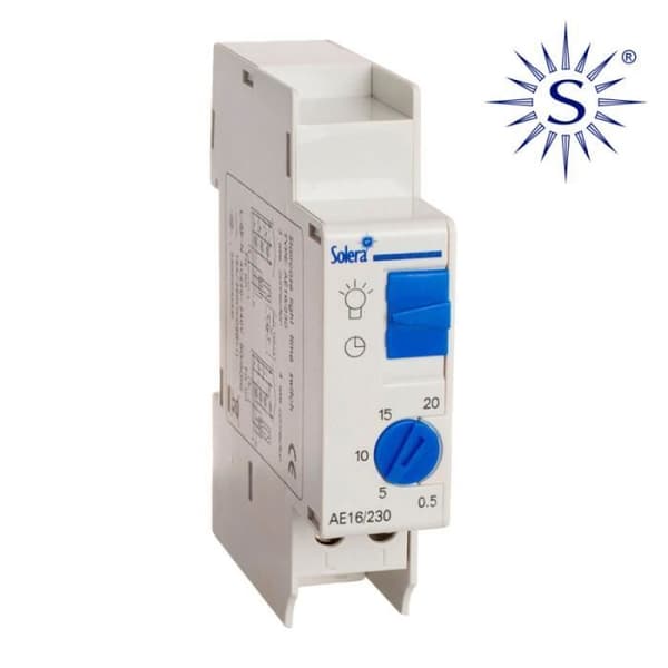 Automatisk timer - Solera - 1 din-modul - Självutlösarestid 30 sekunder - Spänning 230V AC