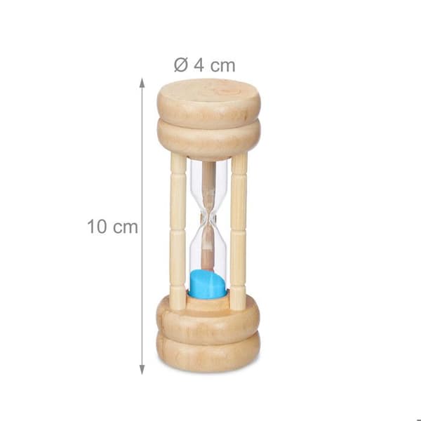 Relaxdays Dekorativt timglas set, 4 flödestider, barn, för tandborstning, HD 10 x 4 cm, flerfärgad
