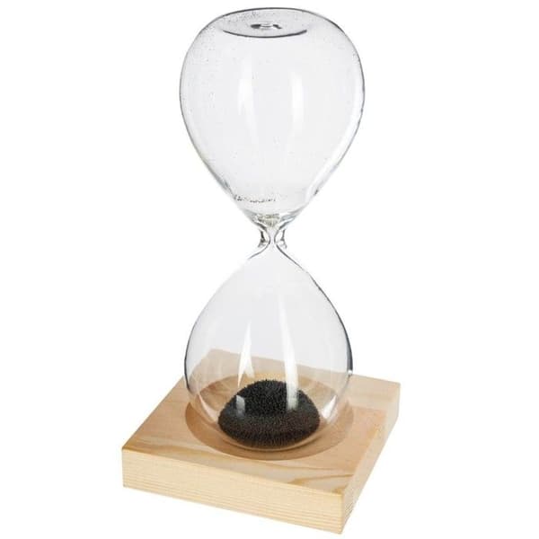 Dekorativt timglas - Magnetiq - Glas - Antracit sand - Träbas - Magnetisk