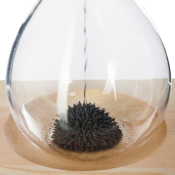 Dekorativt timglas - Magnetiq - Glas - Antracit sand - Träbas - Magnetisk