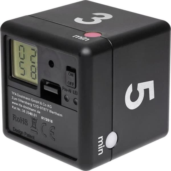 Timer - TFA DOSTMANN - Timer Cube - Svart - 10 min - 4 larmfunktioner