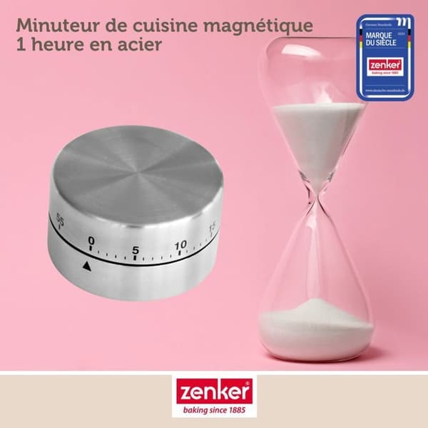 Mekanisk Timer - Rostfritt Stål - Magnetisk - 60 mn - Mått: 6x6x3.5 cm - Färg: Grå