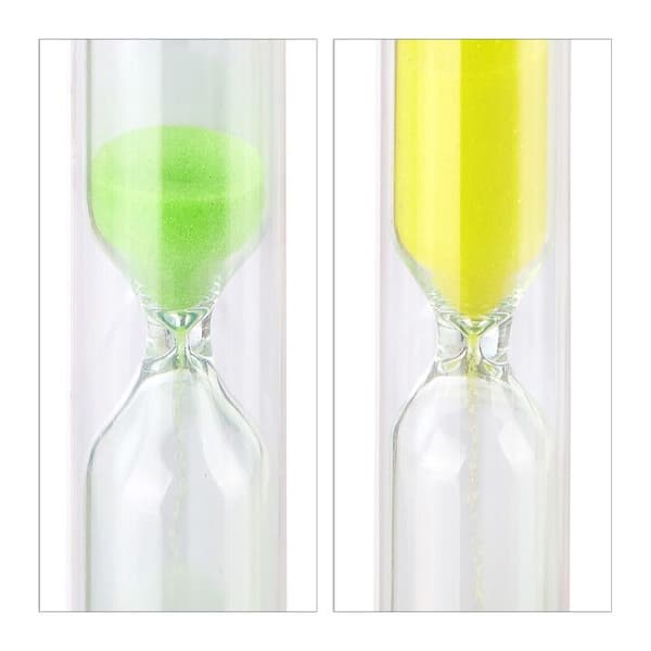 Relaxdays Hourglasses Set med 5 för barn, tandborstningstimer, tetimer, x 5 sandklockor, flerfärgad