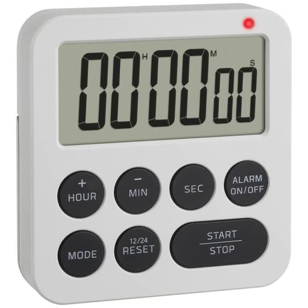 Digital timer - TFA Dostmann - Vit - Stopwatch - Alarm - Intuitiv användning